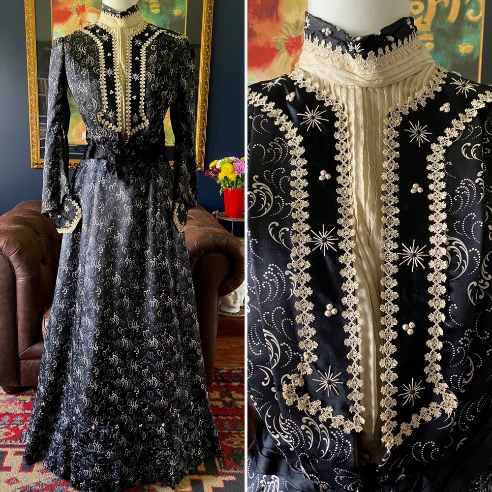 Antique Victorian 1890s silk two piece